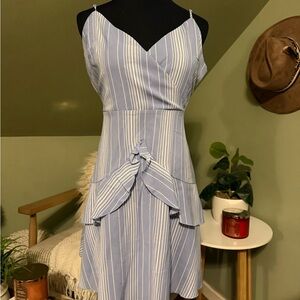 Blue Striped Sleeveless Dress